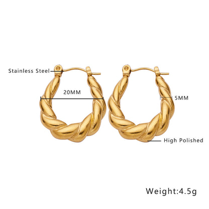 1 Pair Ig Style U Shape Plating Titanium Steel Earrings