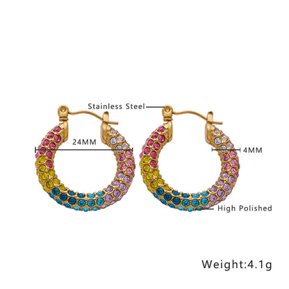 1 Pair Ig Style U Shape Plating Inlay Titanium Steel Zircon Earrings