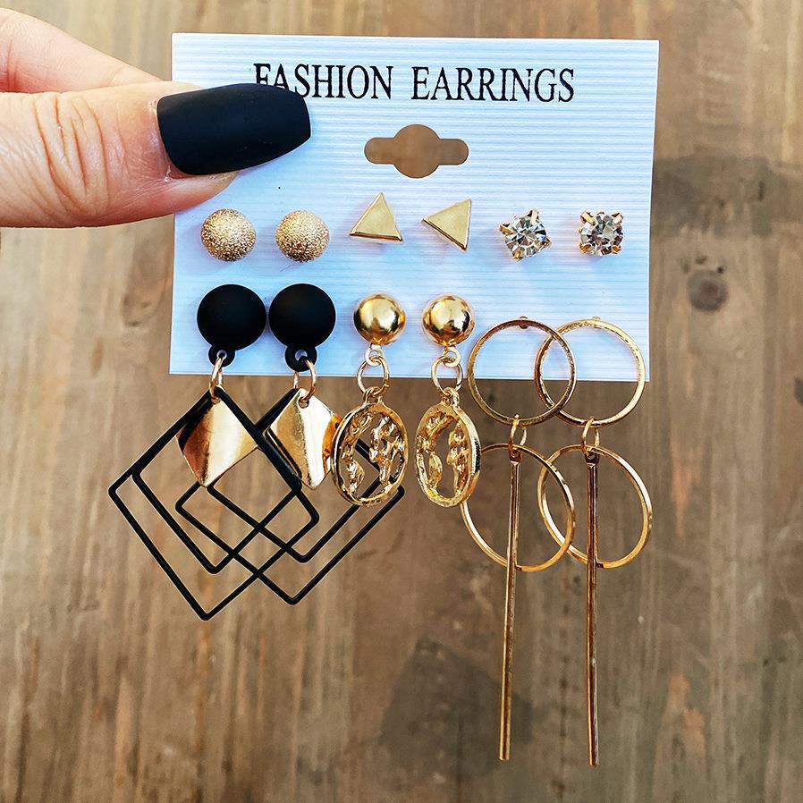 Fashion Geometric Metal Plating Inlay Artificial Pearls Rhinestones Women's Earrings