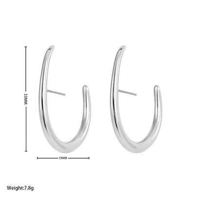 1 Pair Simple Style U Shape Plating Titanium Steel Earrings