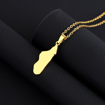 Ethnic Style Simple Style Map Stainless Steel Plating Hollow Out 18k Gold Plated Pendant Necklace Long Necklace