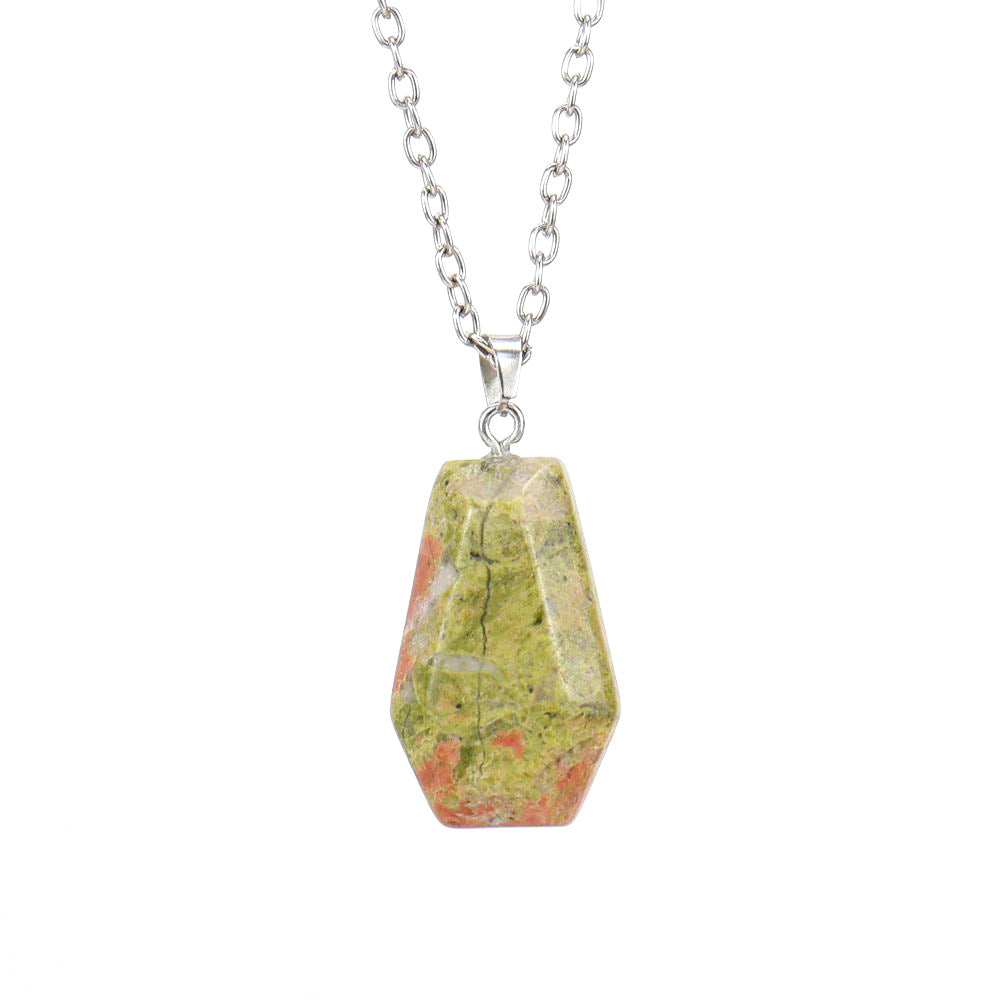 Simple Style Leaf Natural Stone Agate Knitting Pendant Necklace