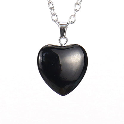 Simple Style Heart Shape Natural Stone Ferroalloy Knitting Pendant Necklace