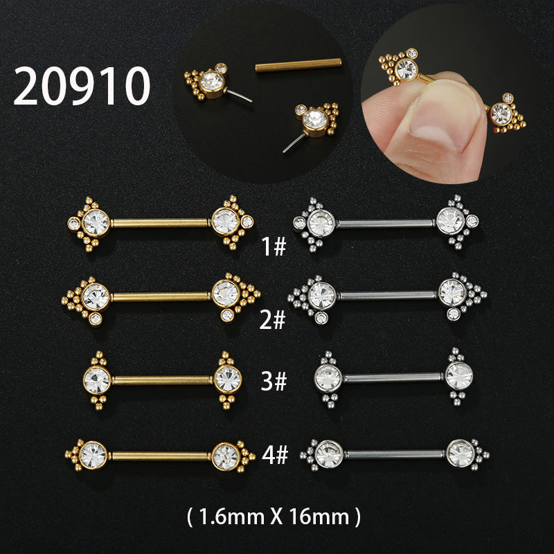 Streetwear Geometric Stainless Steel Inlay Zircon Ear Studs