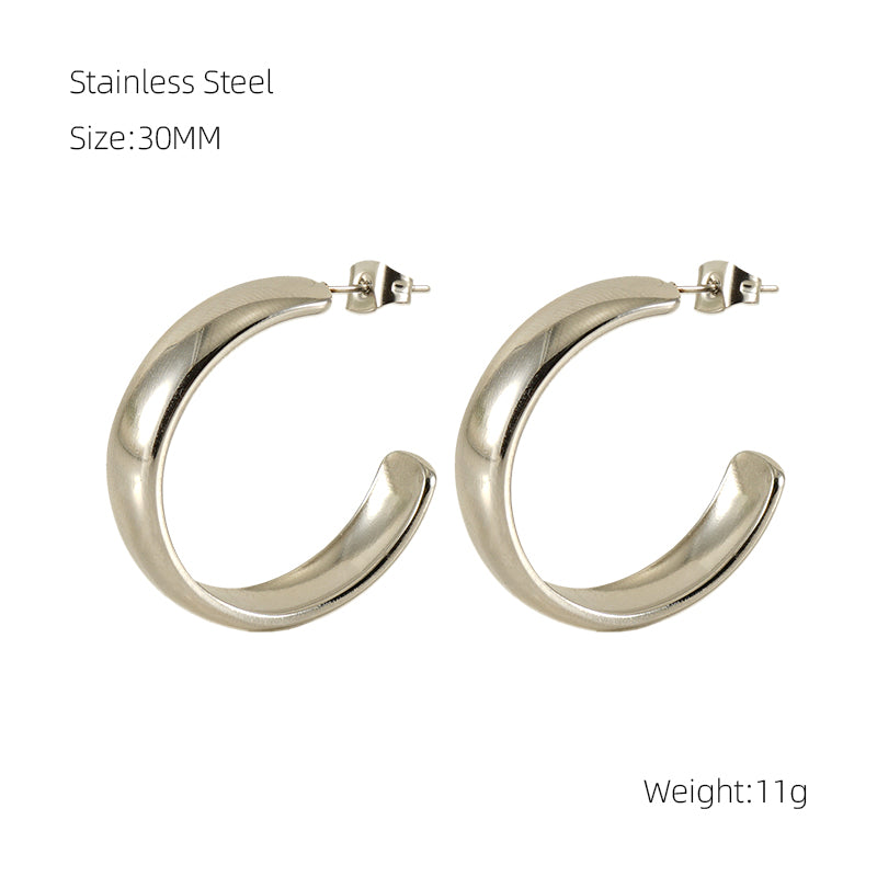 1 Pair Elegant Simple Style C Shape Polishing Plating Stainless Steel 18k Gold Plated Ear Studs