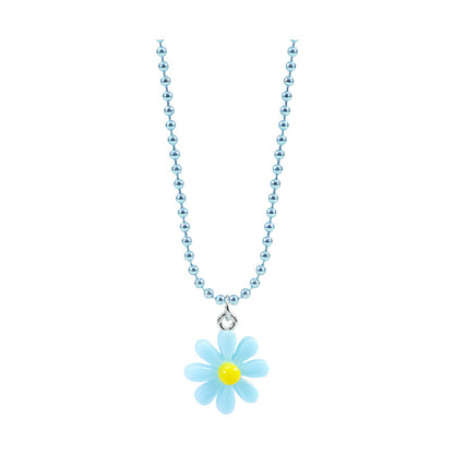 Cute Sweet Pastoral Flower Arylic Girl's Rings Necklace