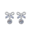 1 Pair Sweet Simple Style Round Heart Shape Bow Knot Plating Inlay Copper Zircon Silver Plated Drop Earrings