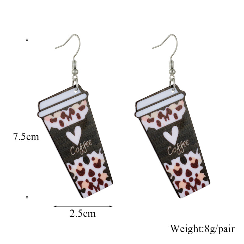 Cartoon Style Cup Leopard Arylic Women's Drop Earrings