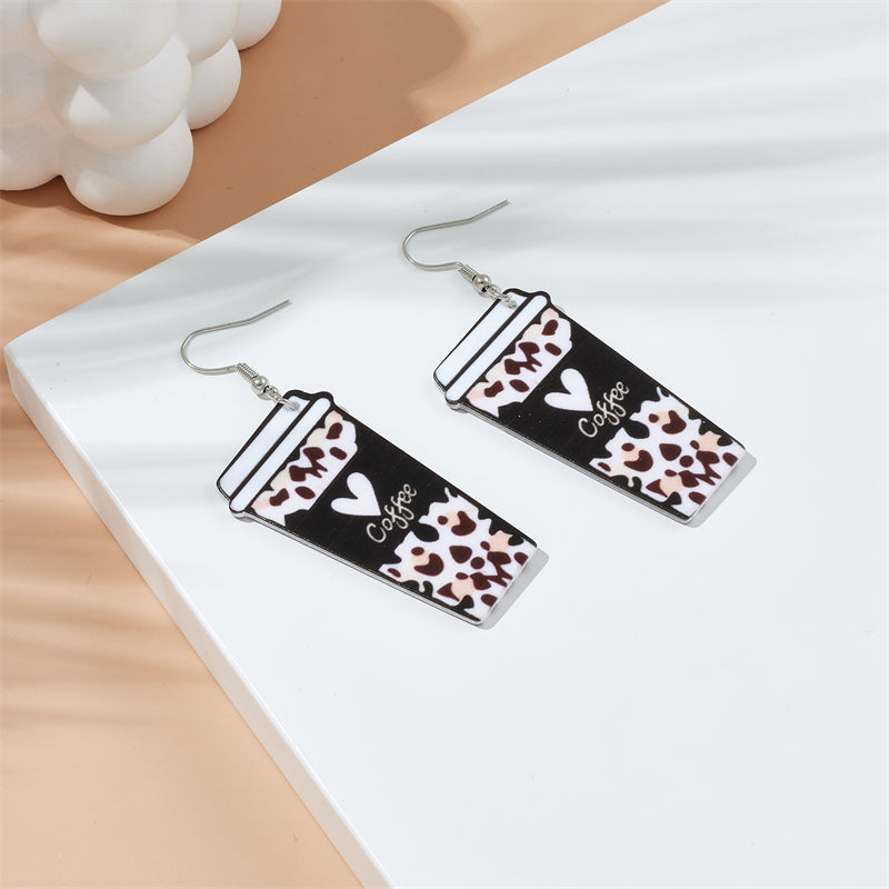 Cartoon Style Cup Leopard Arylic Women's Drop Earrings