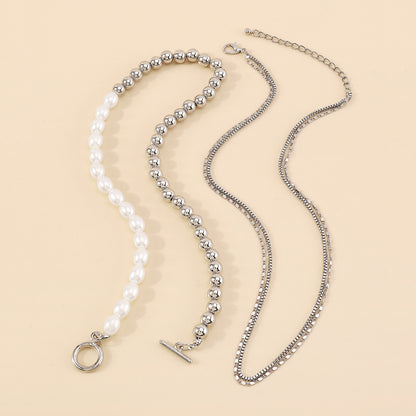 Elegant Geometric Ccb Imitation Pearl Alloy Toggle Beaded Plating Women's Layered Necklaces