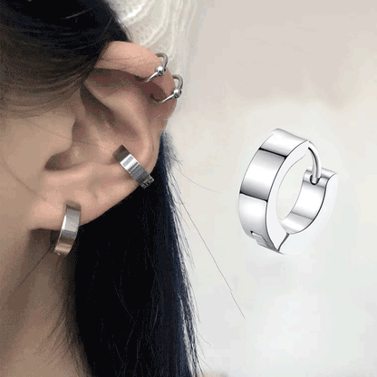 1 Pair Simple Style Commute Round Stainless Steel Hoop Earrings