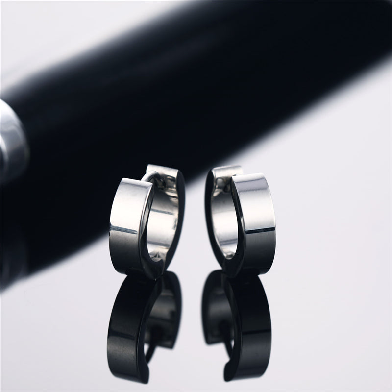 1 Pair Simple Style Commute Round Stainless Steel Hoop Earrings