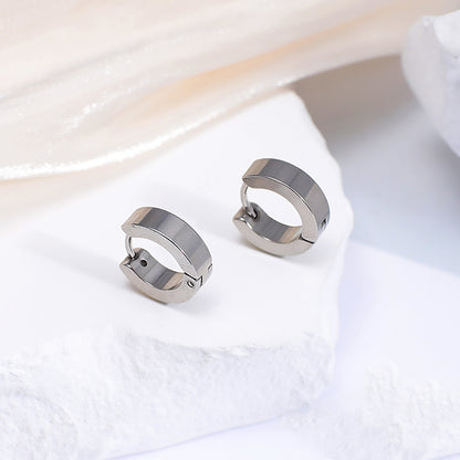 1 Pair Simple Style Commute Round Stainless Steel Hoop Earrings