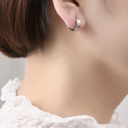 1 Pair Simple Style Commute Round Stainless Steel Hoop Earrings