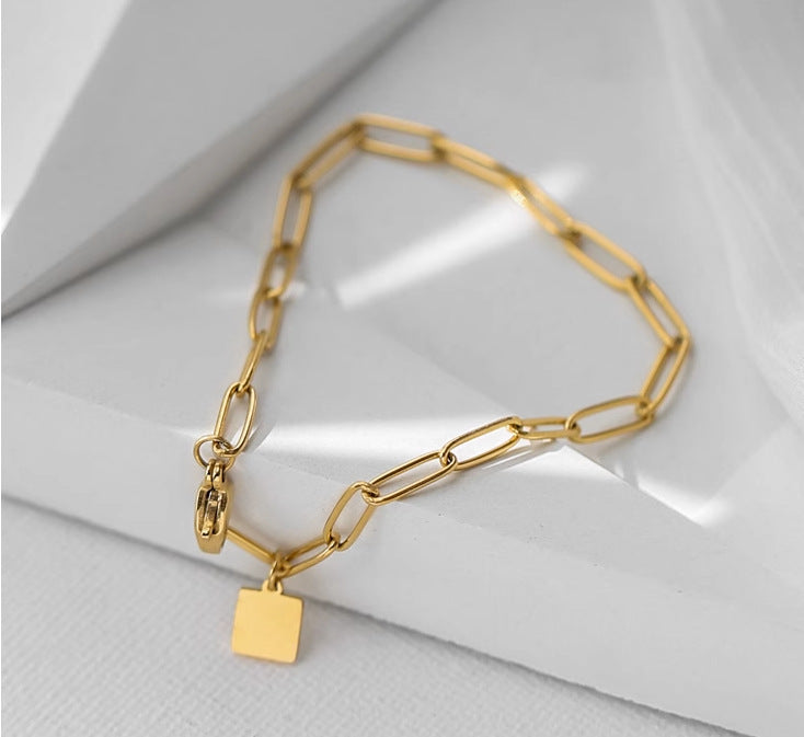 Simple Style Square Steel Plating Women's Bracelets