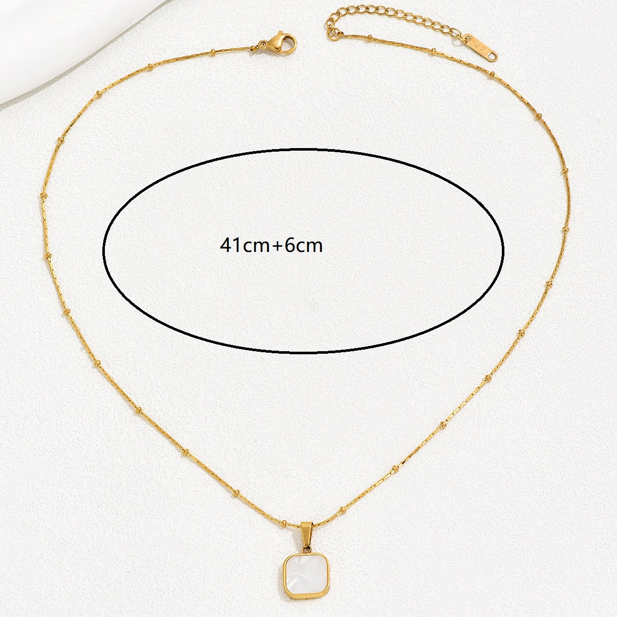 Simple Style Letter Square Heart Shape Stainless Steel Plating Inlay Shell 18k Gold Plated Necklace