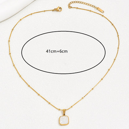 Simple Style Letter Square Heart Shape Stainless Steel Plating Inlay Shell 18k Gold Plated Necklace