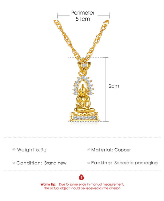 New Hot Sale Thailand Gold Plated Buddha Statue Pendant Necklace Nepal Buddhist Believers Men And Women Pendant Ornaments Wholesale Gooddiy