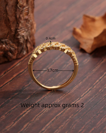 Glam Geometric Copper Plating Inlay Zircon 18k Gold Plated Rings