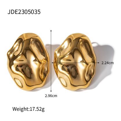 1 Pair Casual Simple Style Irregular Plating Stainless Steel 18k Gold Plated Earrings