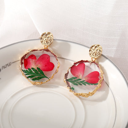 Pastoral Flower Resin Epoxy Plating Women'S Drop Earrings