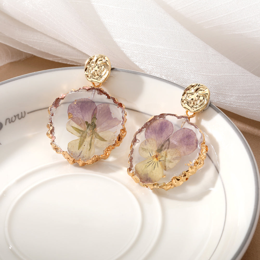 Pastoral Flower Resin Epoxy Plating Women'S Drop Earrings