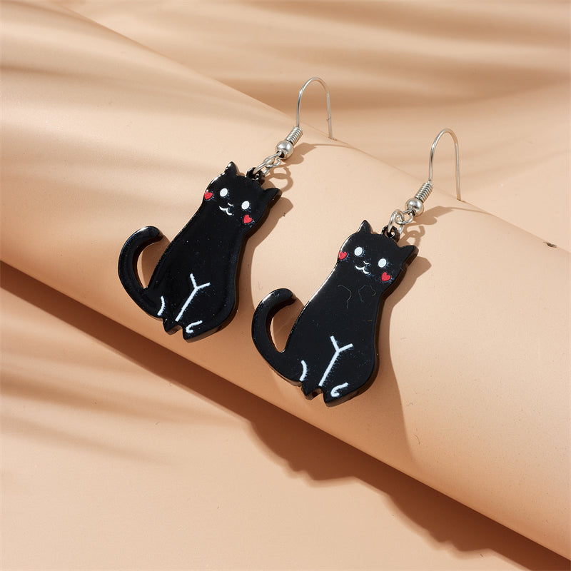 Cartoon Style Cute Cat Arylic Women's Drop Earrings