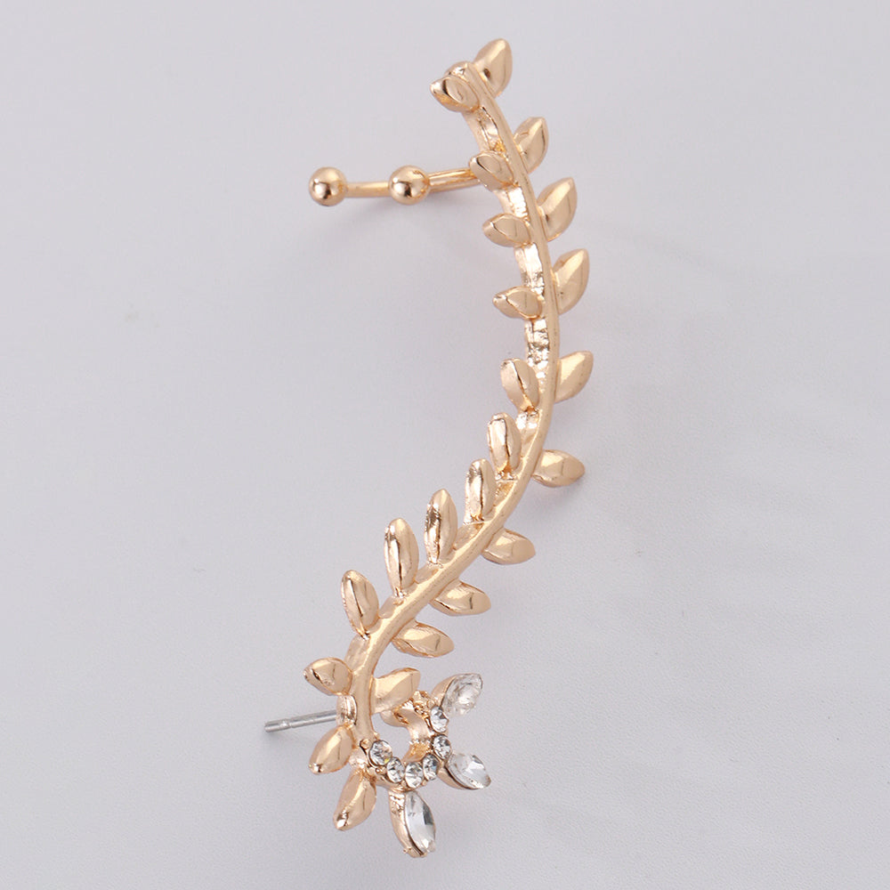 Glam Cute Leaves Alloy Inlay Rhinestones Women's Ear Clips