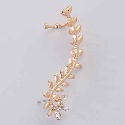 Glam Cute Leaves Alloy Inlay Rhinestones Women's Ear Clips