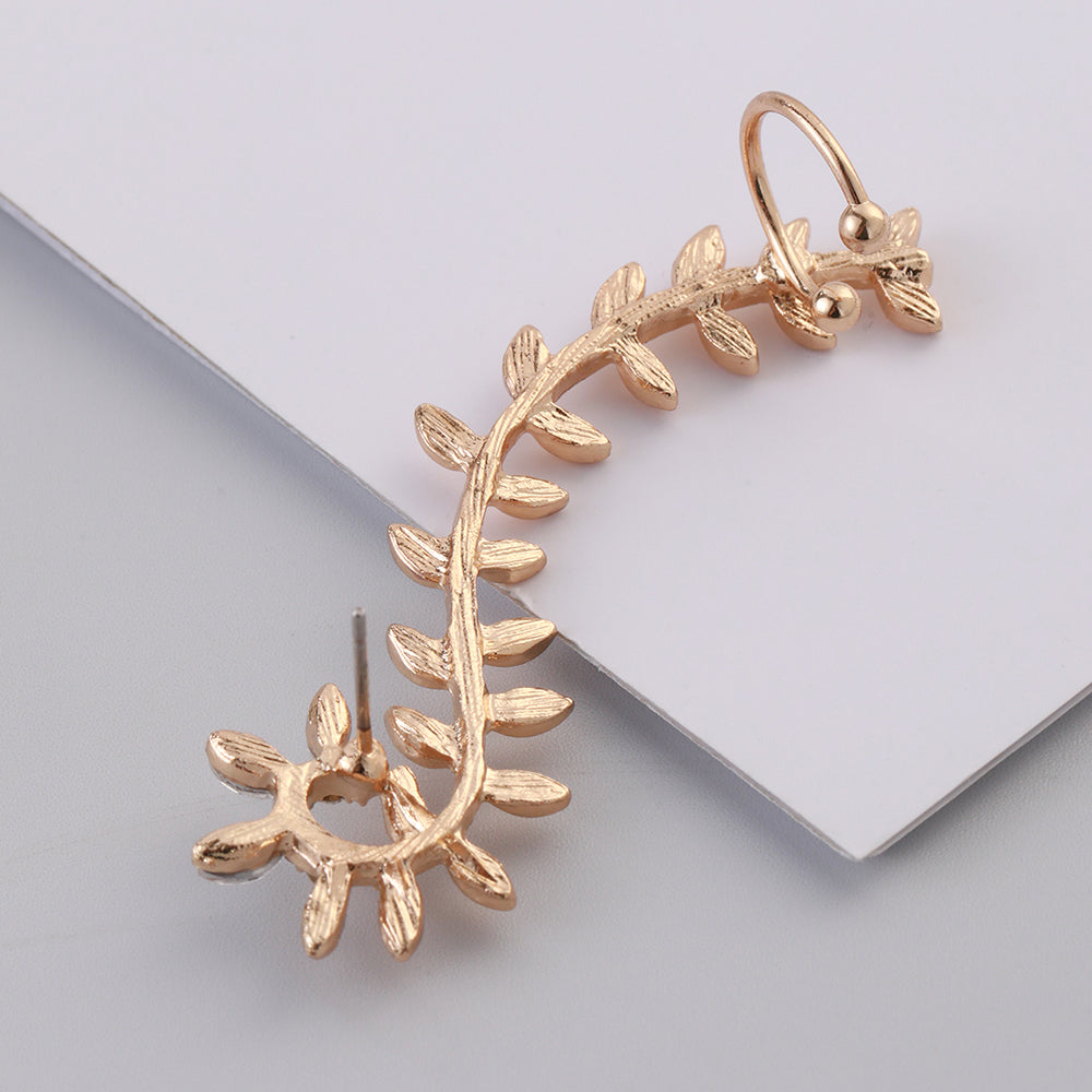 Glam Cute Leaves Alloy Inlay Rhinestones Women's Ear Clips