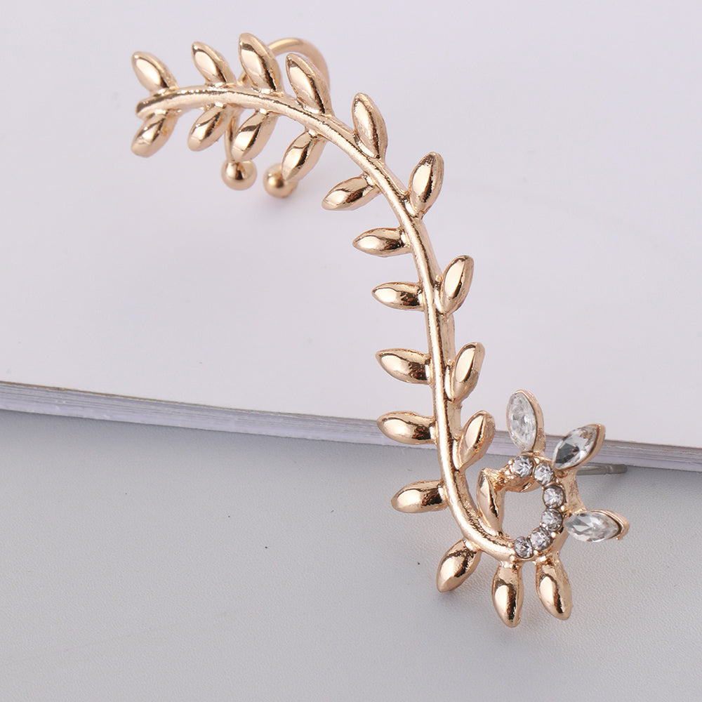 Glam Cute Leaves Alloy Inlay Rhinestones Women's Ear Clips