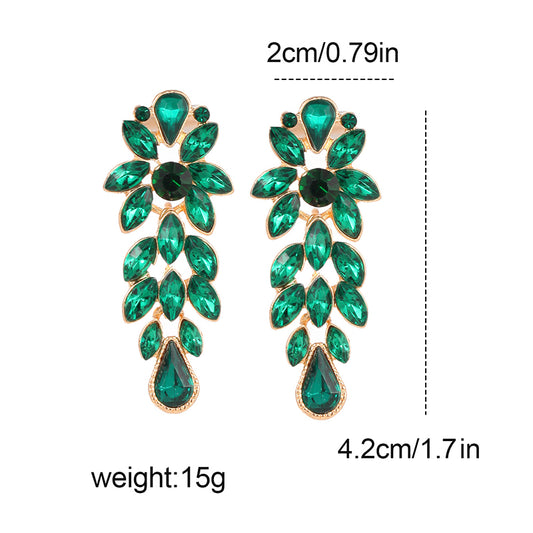 1 Pair Glam Luxurious Round Inlay Alloy Crystal Drop Earrings