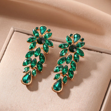 1 Pair Glam Luxurious Round Inlay Alloy Crystal Drop Earrings