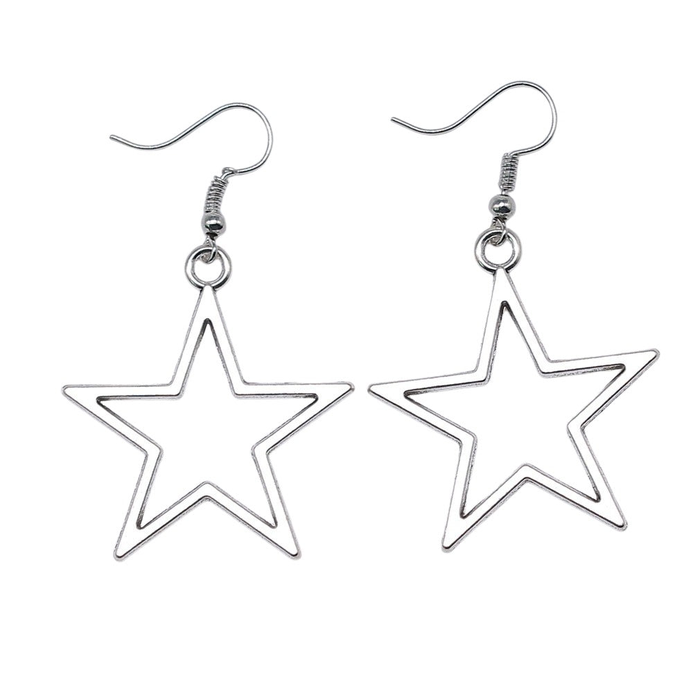 Simple Style Pentagram Alloy Hollow Out Women's Drop Earrings