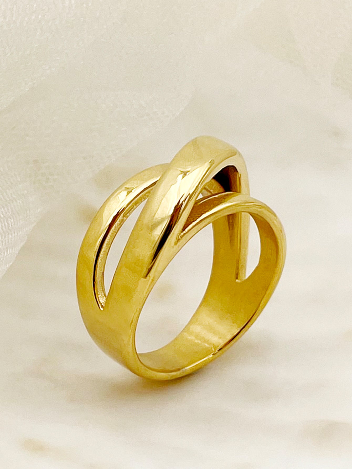 Classic Style Geometric Stainless Steel Gold Plated Rings In Bulk