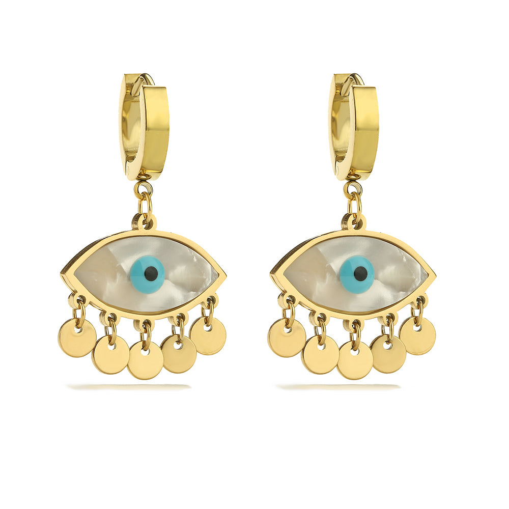 1 Pair Modern Style Artistic Devil's Eye Plating Titanium Steel 18k Gold Plated Drop Earrings