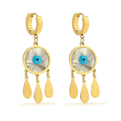 1 Pair Modern Style Artistic Devil's Eye Plating Titanium Steel 18k Gold Plated Drop Earrings