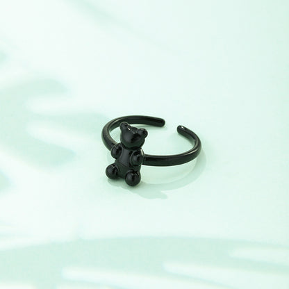 Wholesale Jewelry Cute Bear Alloy Enamel Plating Open Ring