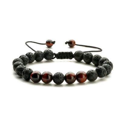 Casual Retro Round Beaded Volcanic Rock Tiger Eye Bracelets