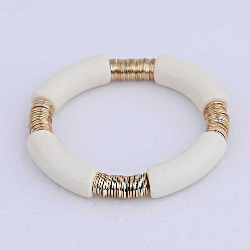 Simple Style Classic Style Round Arylic Metal Wholesale Bracelets