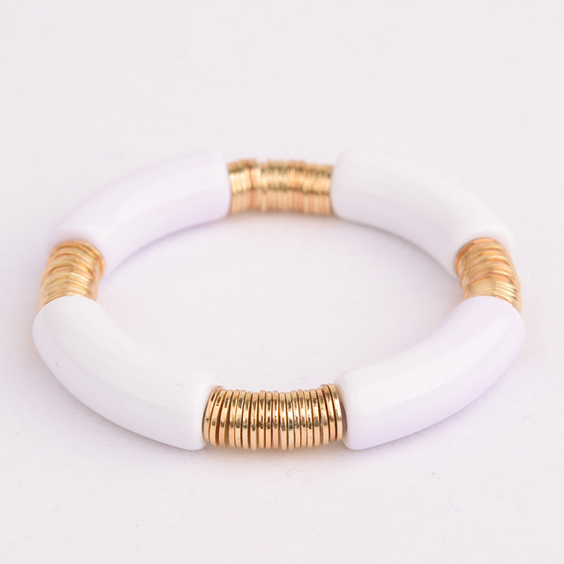 Simple Style Classic Style Round Arylic Metal Wholesale Bracelets