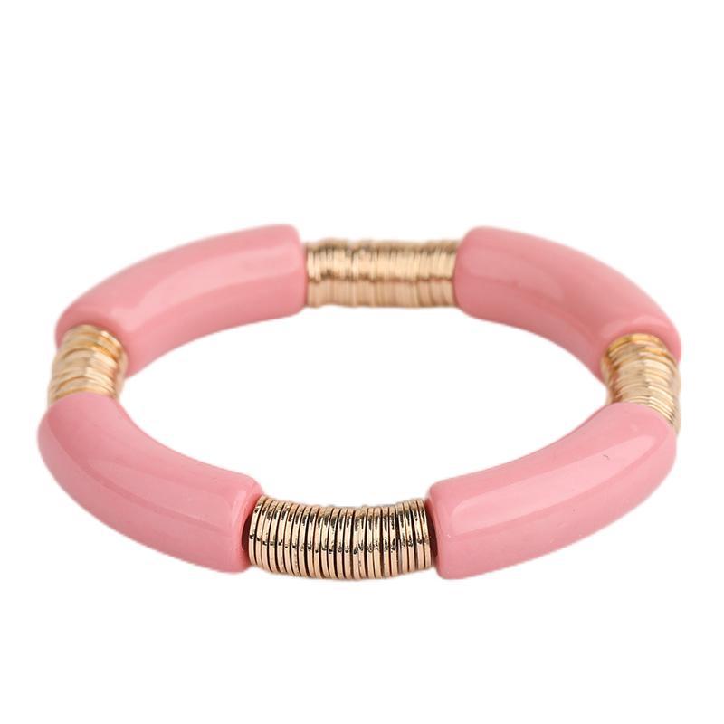 Simple Style Classic Style Round Arylic Metal Wholesale Bracelets