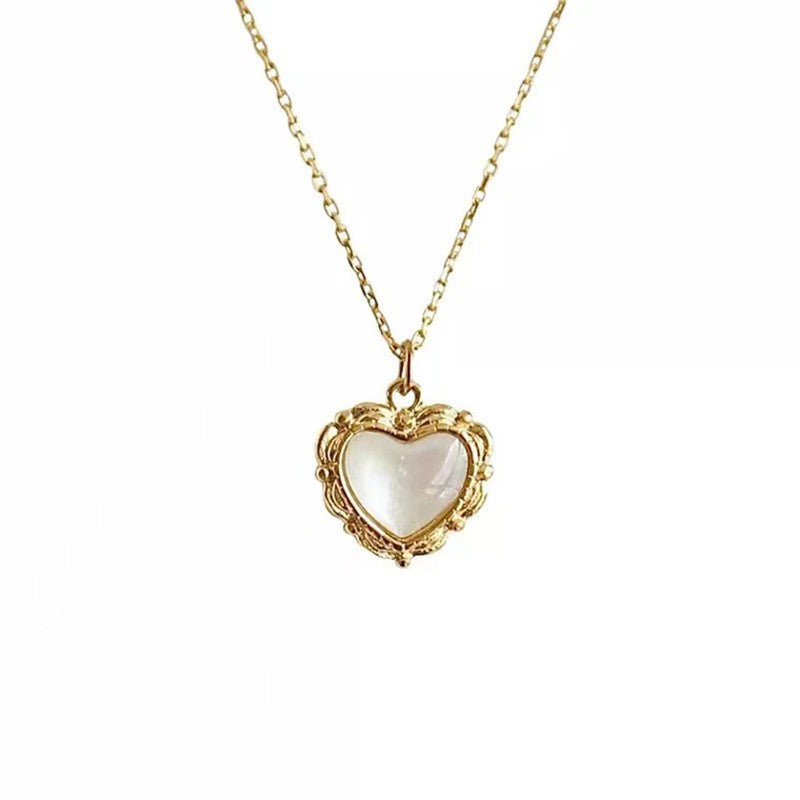 Ig Style Round Oval Heart Shape Stainless Steel Imitation Pearl Plating Inlay Shell 18k Gold Plated Pendant Necklace