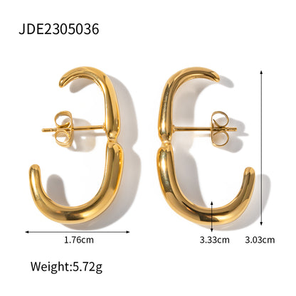 1 Pair Simple Style C Shape Plating Stainless Steel 18k Gold Plated Ear Studs