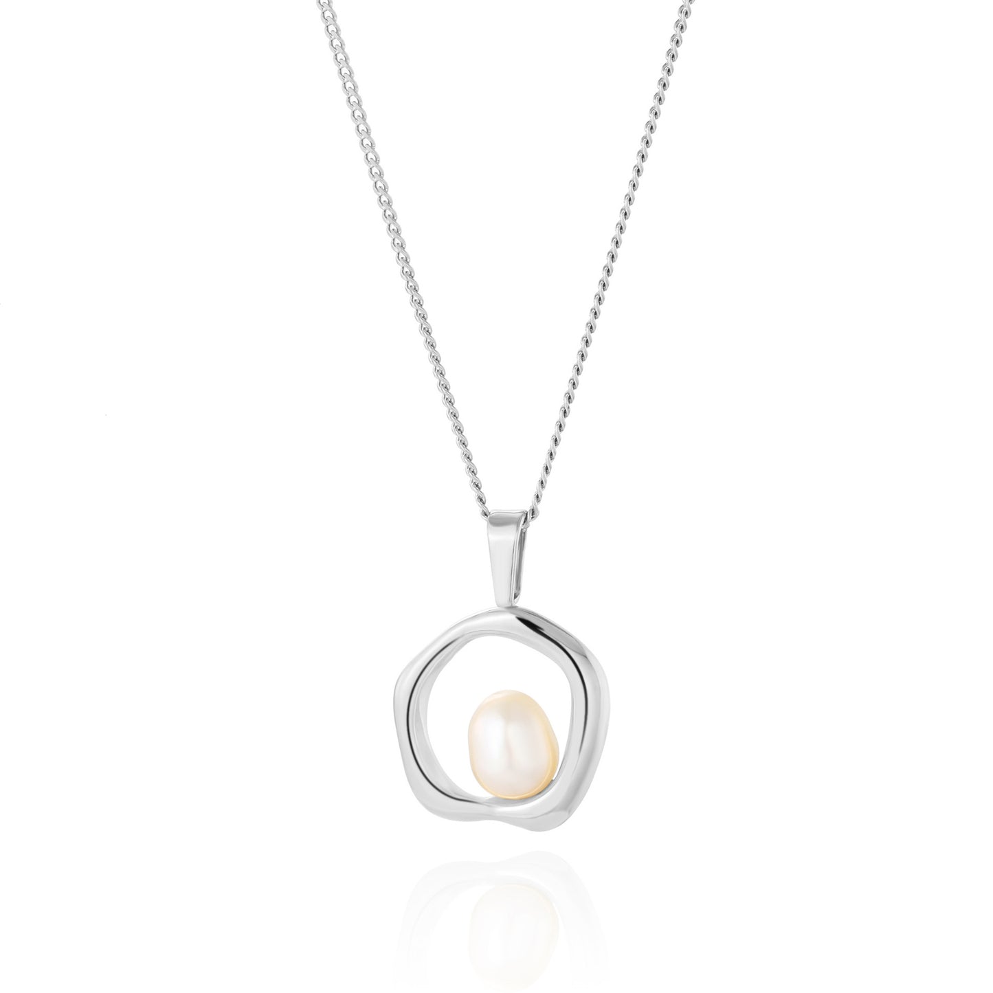 Ig Style Round Stainless Steel Freshwater Pearl Plating 18k Gold Plated Pendant Necklace