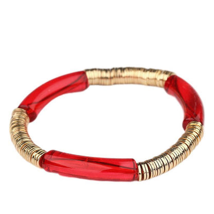 Casual Vacation Round Color Block Arylic Metal Wholesale Bracelets