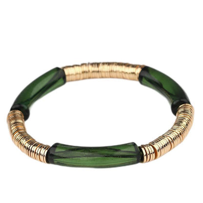 Casual Vacation Round Color Block Arylic Metal Wholesale Bracelets