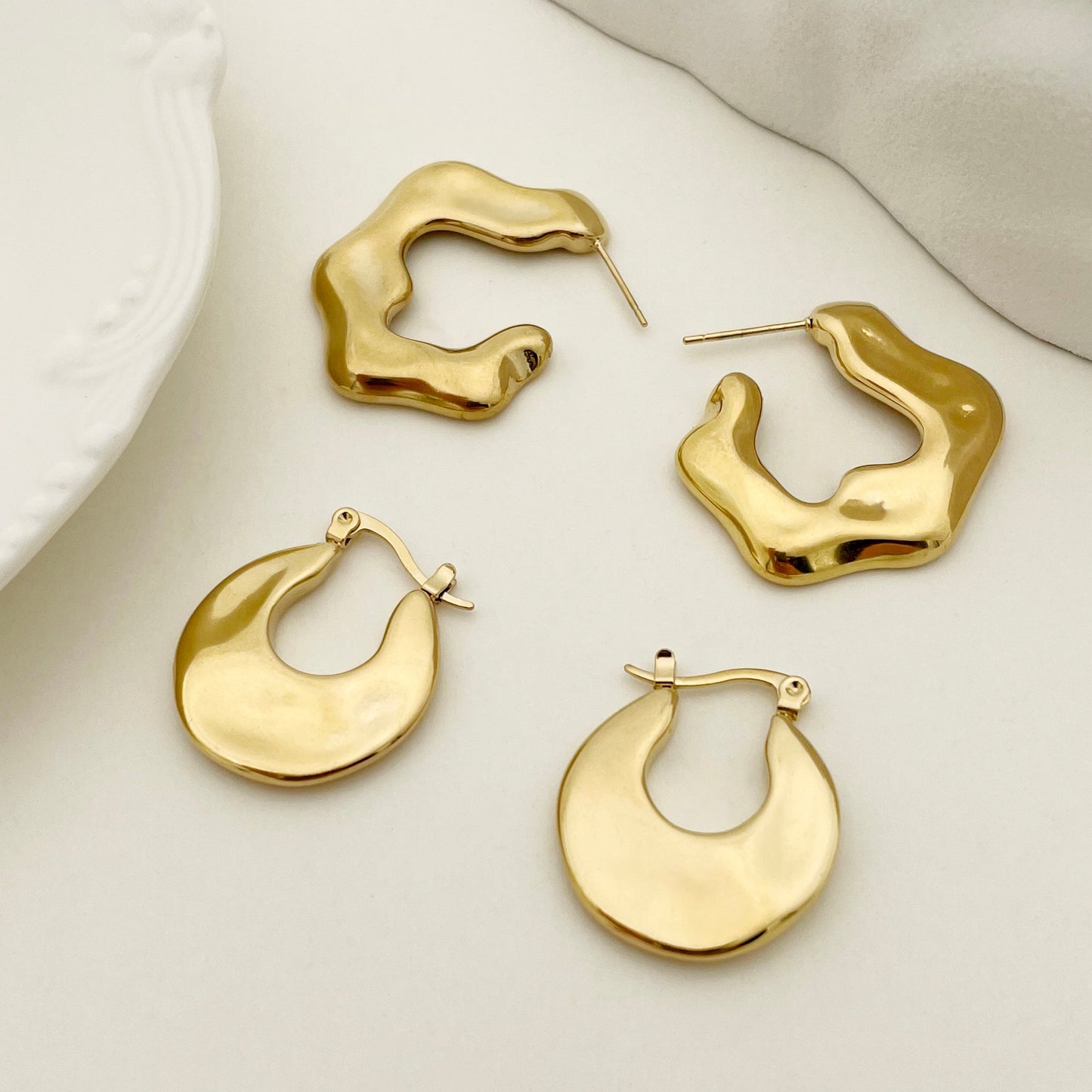 1 Pair Retro Geometric Plating Stainless Steel Gold Plated Earrings