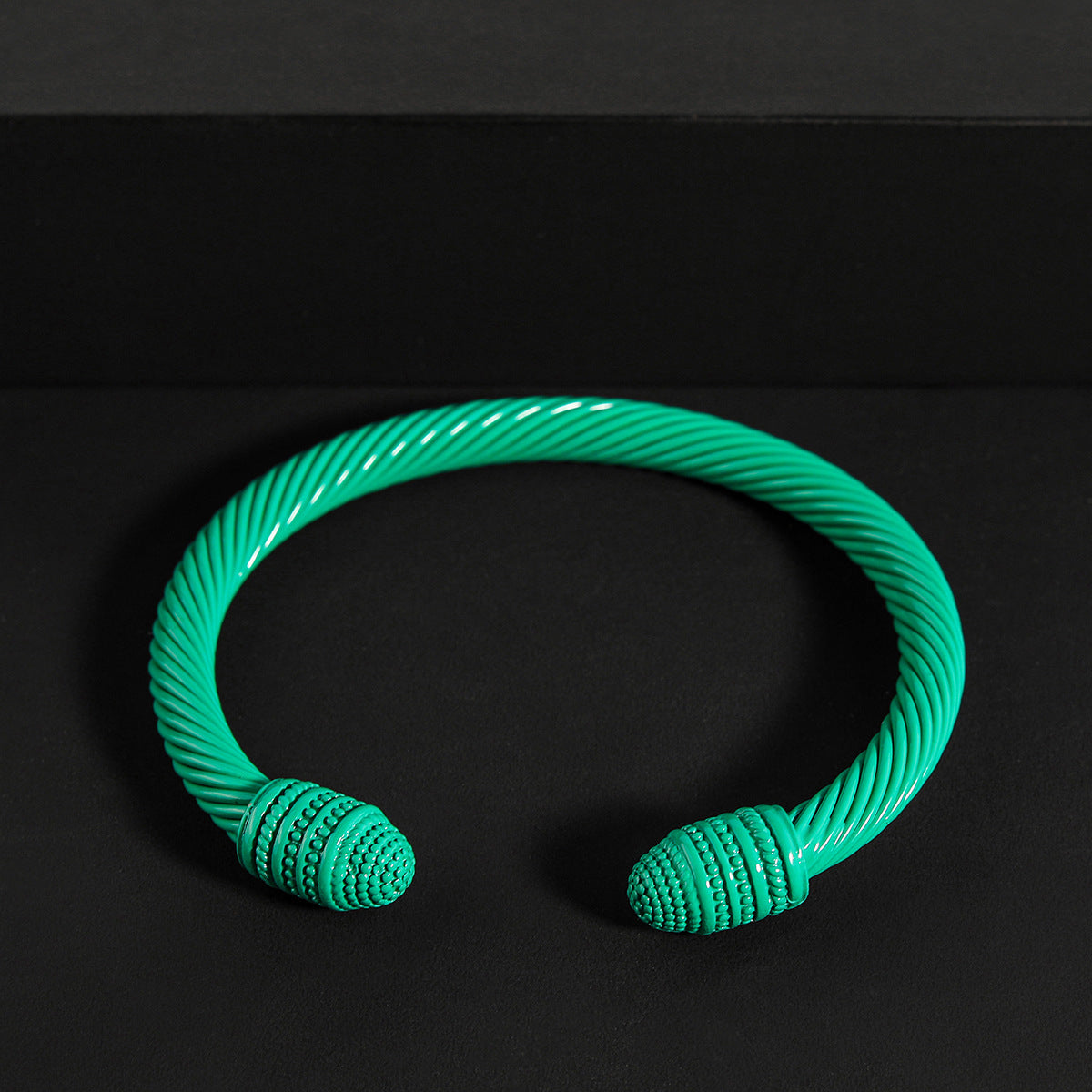 Simple Style Solid Color Stainless Steel Colorful Stoving Varnish Cable Cuff Bracelets