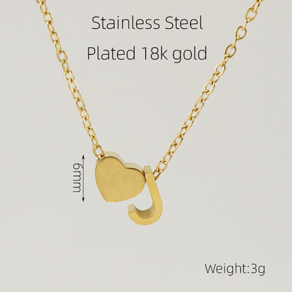 Casual French Style Letter Heart Shape Stainless Steel Plating 18k Gold Plated Pendant Necklace